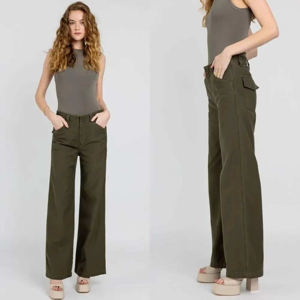 Citizens Of Humanity Paloma Utility Pants Tea Leaf Green Womens 28  Wide Leg